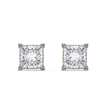 2 carat princess cut Moissanite ear studs | 925 sterling silver & 14k Gold | GRA certified