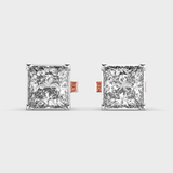 2 carat princess cut Moissanite ear studs | 925 sterling silver & 14k Gold | GRA certified