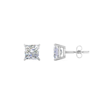 2 carat princess cut Moissanite ear studs | 925 sterling silver & 14k Gold | GRA certified