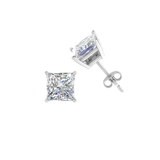 2 carat princess cut Moissanite ear studs | 925 sterling silver & 14k Gold | GRA certified