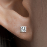 2 carat Ascher cut Moissanite ear studs | 925 sterling silver & 14k Gold | GRA certified