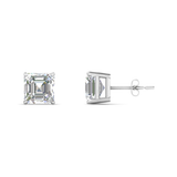 2 carat Ascher cut Moissanite ear studs | 925 sterling silver & 14k Gold | GRA certified