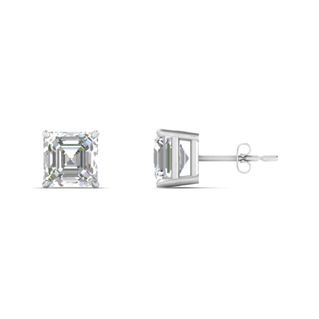2 carat Ascher cut Moissanite ear studs | 925 sterling silver & 14k Gold | GRA certified
