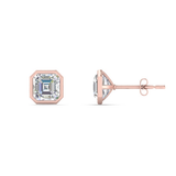 2 carat Asscher cut bezel Moissanite ear studs | 925 sterling silver & 14k Gold | GRA certified