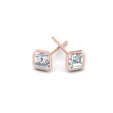 2 carat Asscher cut bezel Moissanite ear studs | 925 sterling silver & 14k Gold | GRA certified