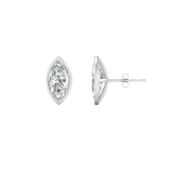 2 carat marquise cut bezel Moissanite ear studs | 925 sterling silver & 14k Gold | GRA certified