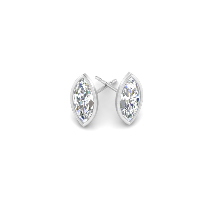 2 carat marquise cut bezel Moissanite ear studs | 925 sterling silver & 14k Gold | GRA certified