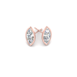 2 carat marquise cut bezel Moissanite ear studs | 925 sterling silver & 14k Gold | GRA certified