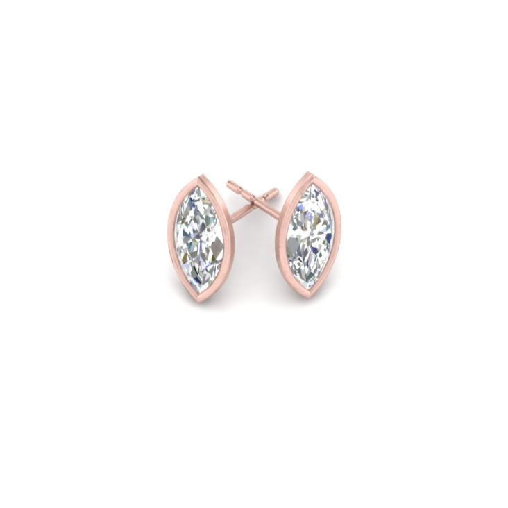 2 carat marquise cut bezel Moissanite ear studs | 925 sterling silver & 14k Gold | GRA certified