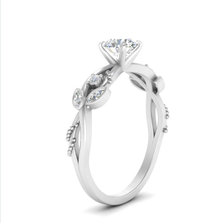 Leaflet by WOKE ™ moissanite diamond ring | Certified moissanite ring in 925 sterling silver & 14k gold