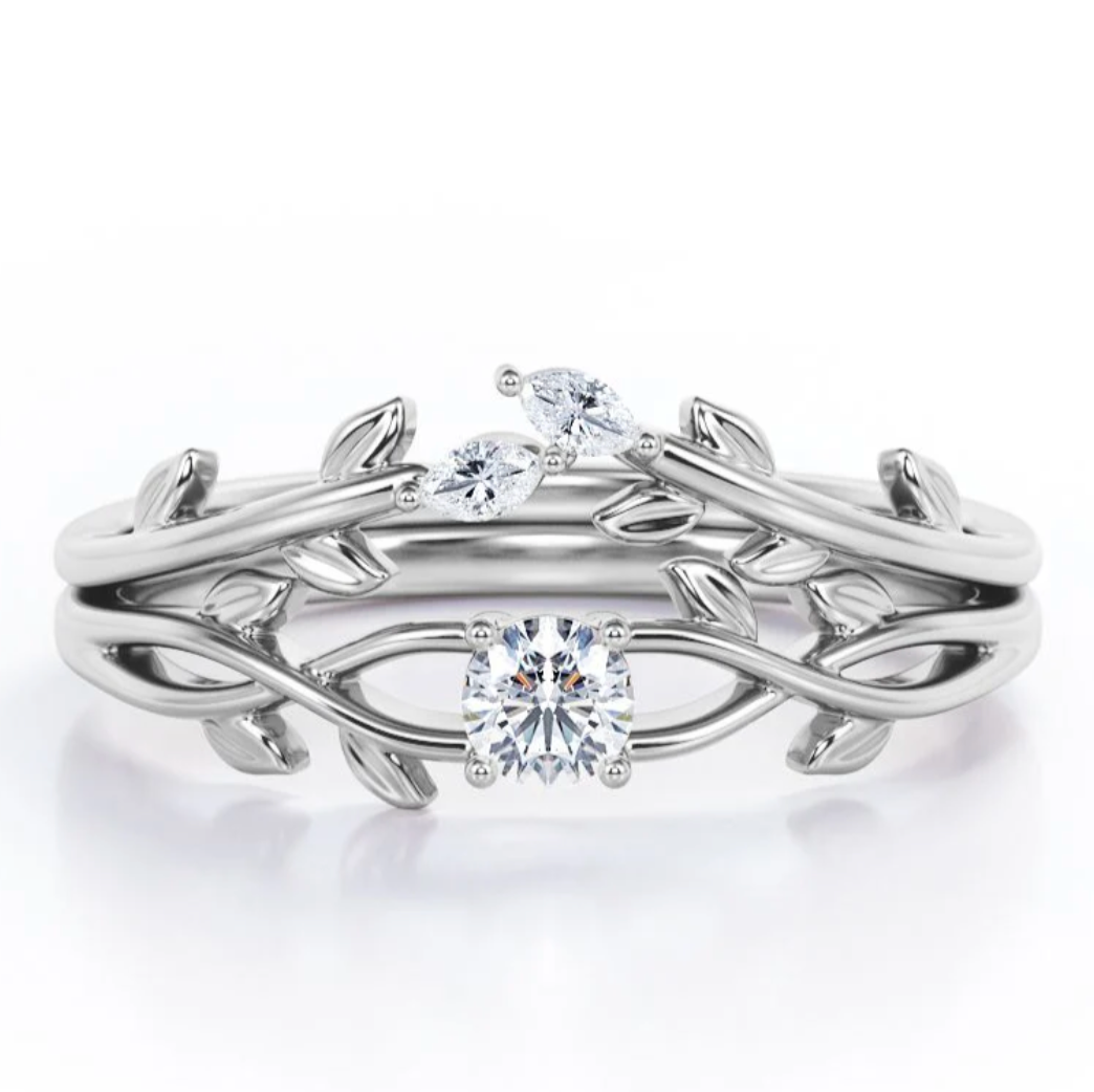 Certified moissanite ring in 925 sterling silver & 14k gold