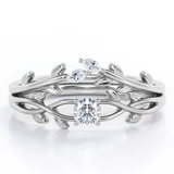 Leaflet by WOKE ™ moissanite diamond ring | Certified moissanite ring in 925 sterling silver & 14k gold |