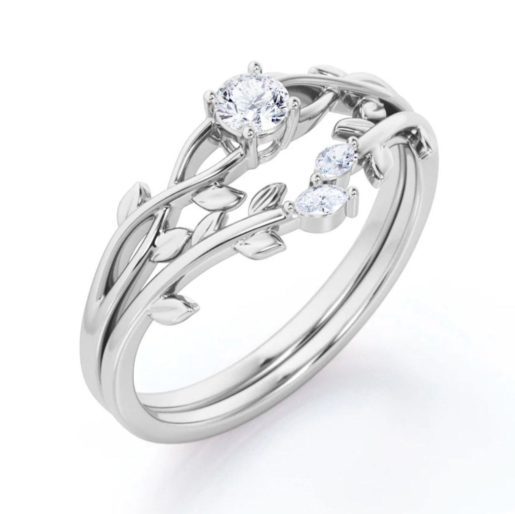 Certified moissanite ring in 925 sterling silver & 14k gold