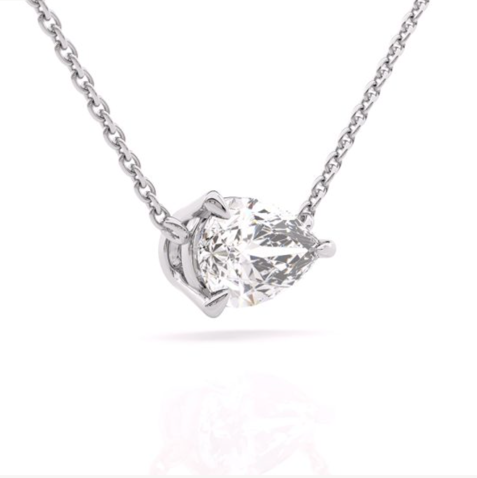 1 Carat Pear moissanite pendant | Moissanite pendant in gold and 925 sterling silver| GRA certified moissanite