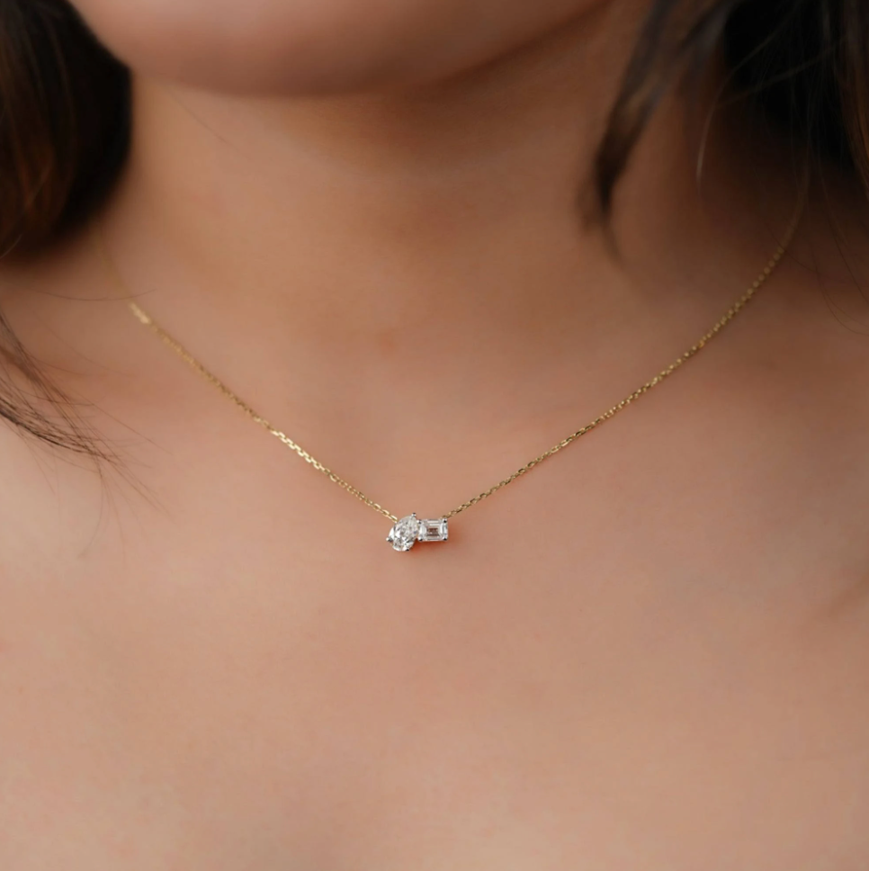 2 Carat moissanite pendant | Moissanite pendant in gold and 925 sterling silver| GRA certified moissanite