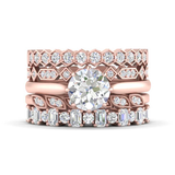 WOKE ® 3 carat round cut moissanite stack ring | Moissanite ring in gold and 925 sterling silver| GRA certified moissanites