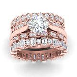 WOKE ® 3 carat round cut moissanite stack ring | Moissanite ring in gold and 925 sterling silver| GRA certified moissanites