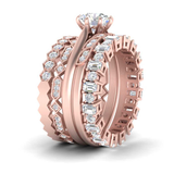 WOKE ® 3 carat round cut moissanite stack ring | Moissanite ring in gold and 925 sterling silver| GRA certified moissanites