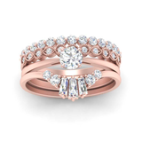 WOKE ® mix carat round cut moissanite stack ring | Moissanite ring in gold and 925 sterling silver| GRA certified moissanites