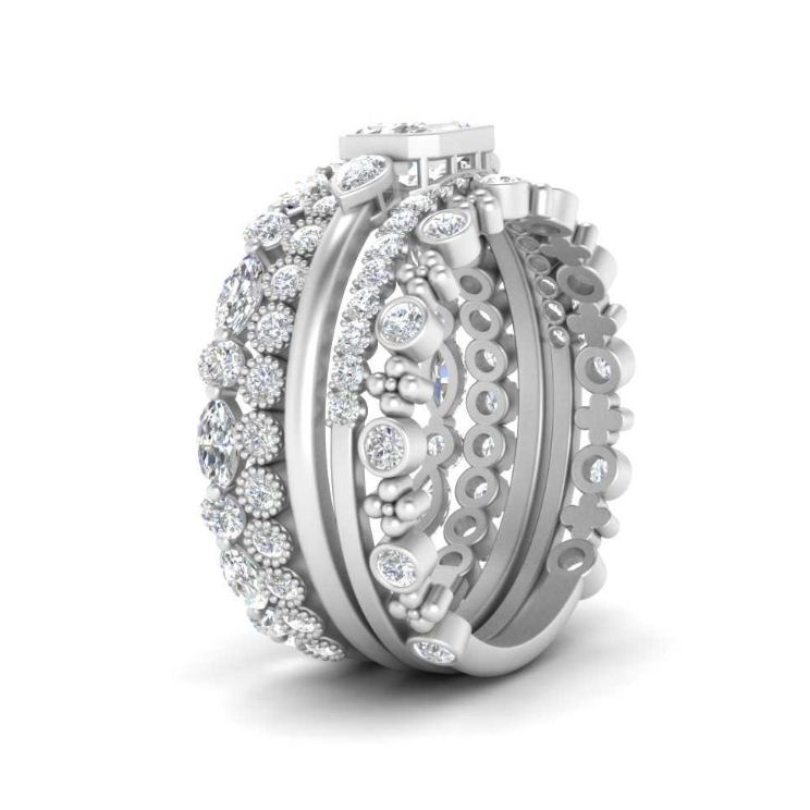 WOKE ® 3.5 carat emerald cut moissanite stack ring | Moissanite ring in gold and 925 sterling silver| GRA certified moissanites