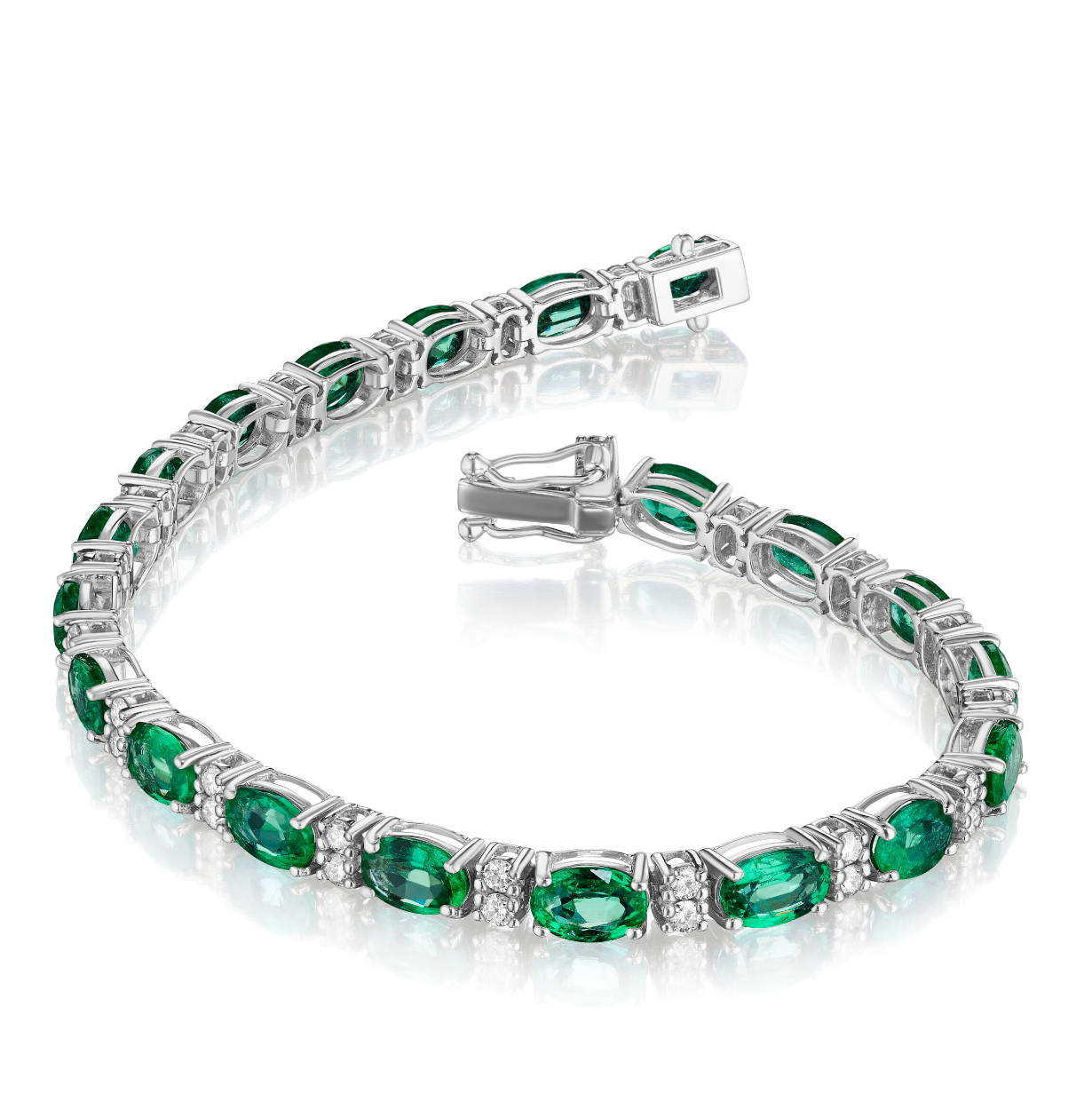 EMRLD™ LAB Emerald oval 925 silver bracelets | BY WOKE