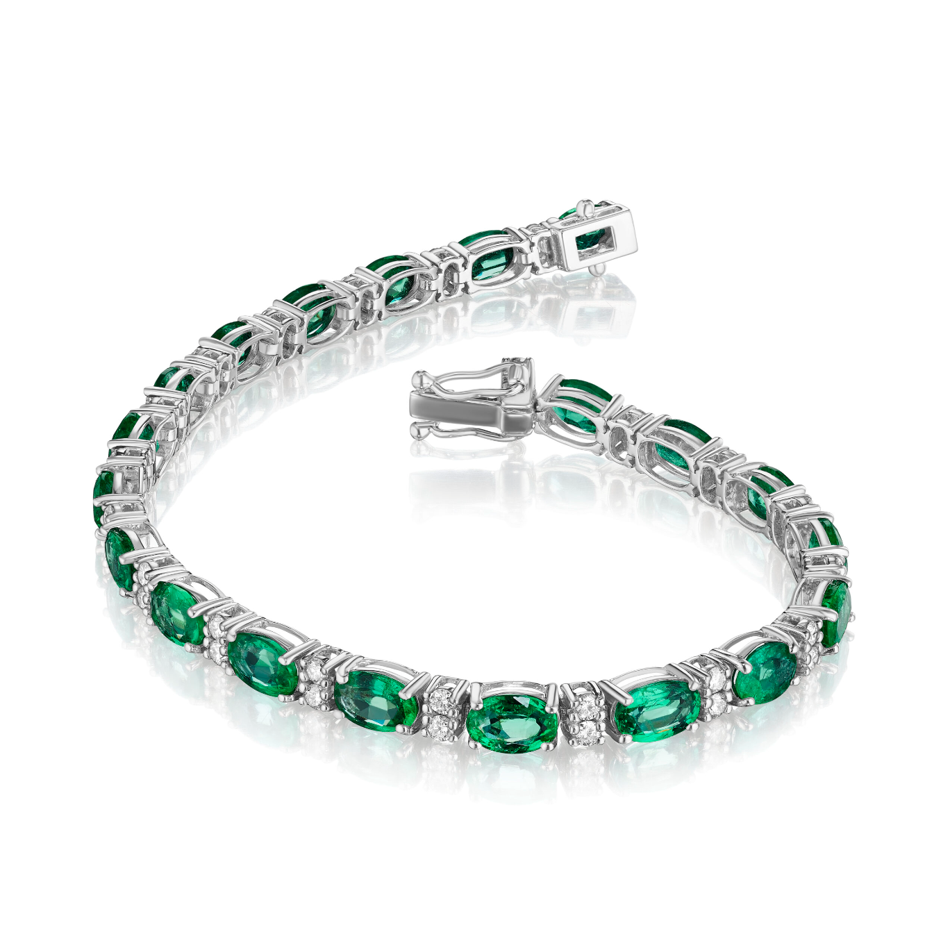 EMRLD™ LAB Emerald oval 925 silver bracelets | BY WOKE