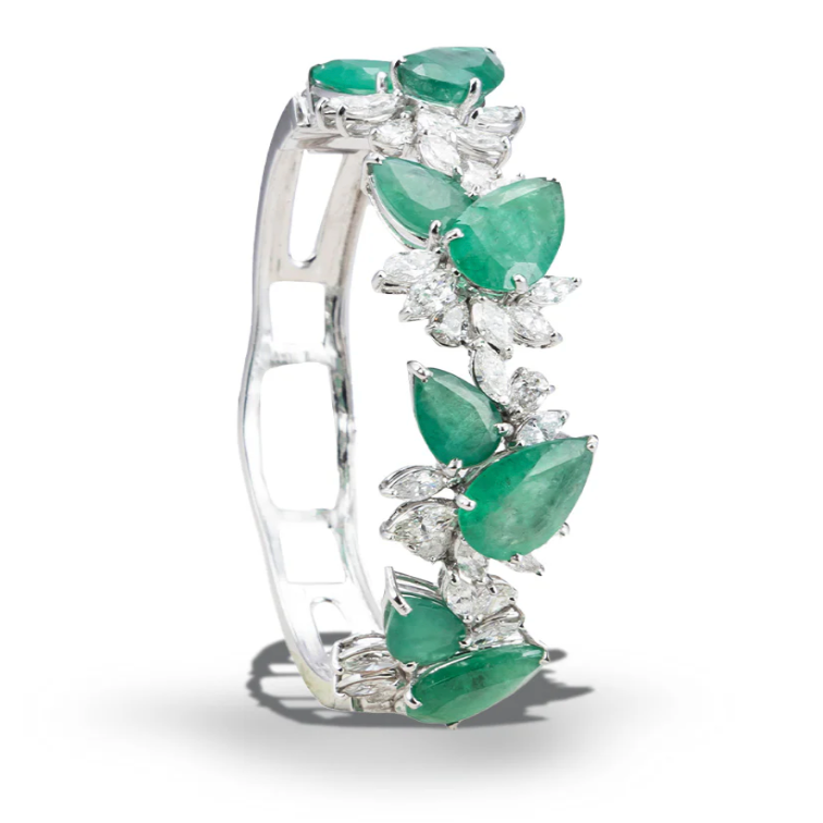 EMRLD™ LAB Emerald pear flower 925 silver bracelets | BY WOKE