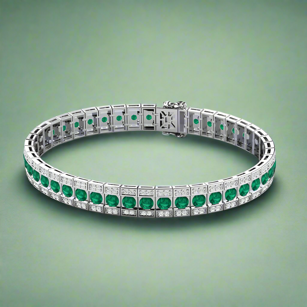 EMRLD™ LAB Emerald princess and diamonds 925 silver kada | BY WOKE