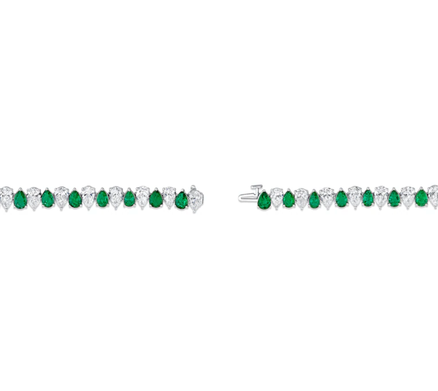 EMRLD™ LAB Emerald pear and diamonds 925 silver bracelets | BY WOKE