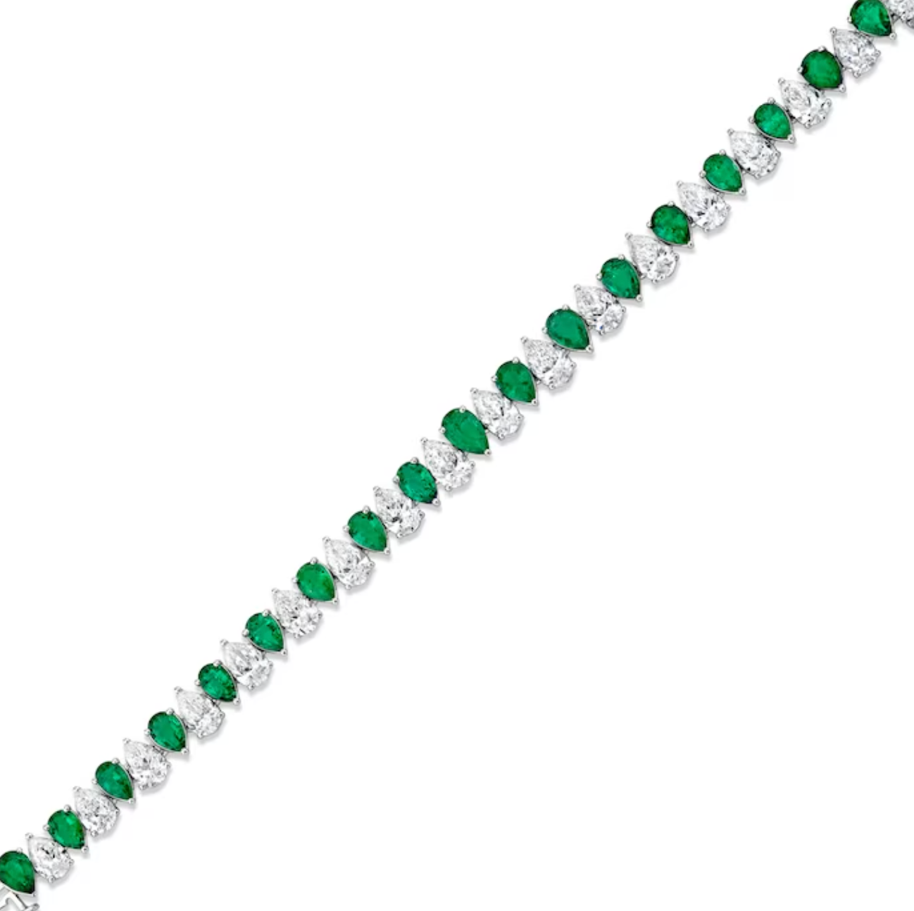 EMRLD™ LAB Emerald pear and diamonds 925 silver bracelets | BY WOKE