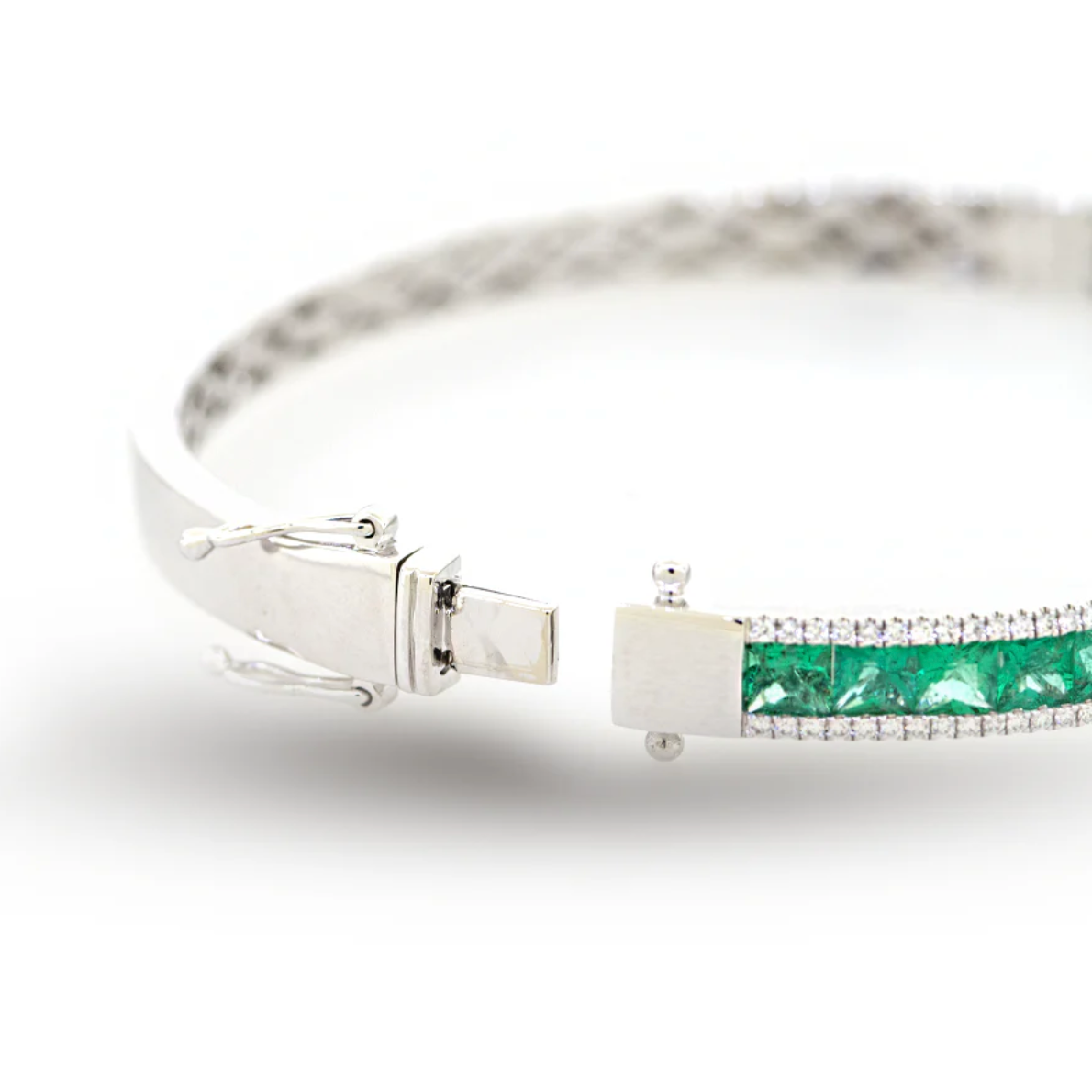 EMRLD™ LAB Emerald princess and diamonds 925 silver kada | BY WOKE