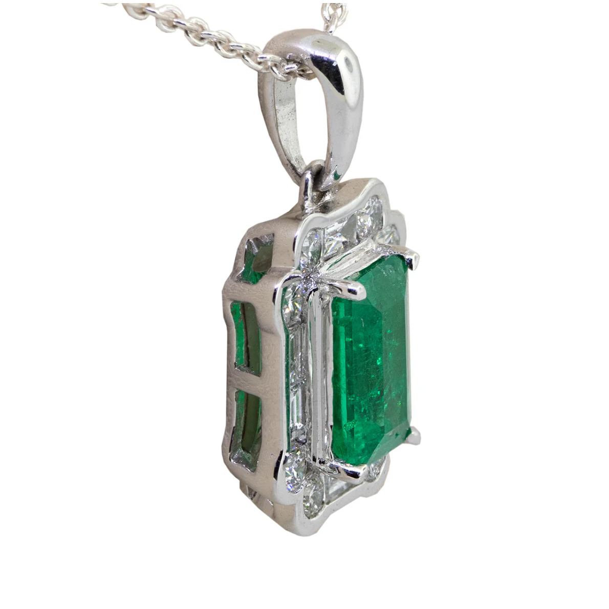 EMRLD™ LAB Emerald and diamonds 925 silver pendants | BY WOKE