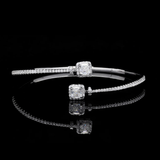 Dual Asscher cut moissanite kada | In 925 sterling silver and IGTLJ certified moissanites