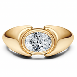 WOKE ™  1 Carat Oval cut ring for MEN | Moissanite/Lab grown diamonds ring in gold and  925 sterling silver