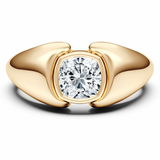 WOKE ™  1 Carat Cushion cut ring for MEN | Moissanite/Lab grown diamonds ring in gold and  925 sterling silver