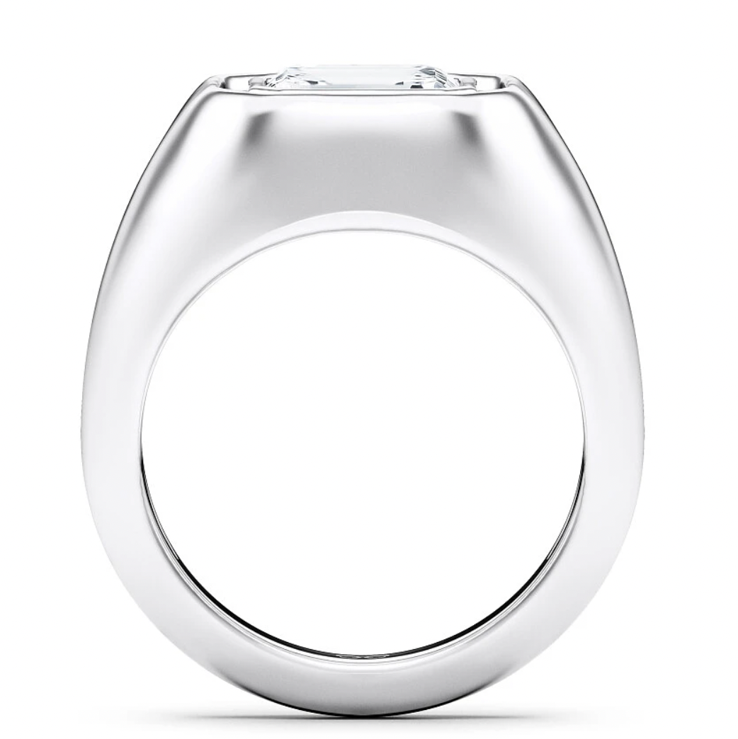 WOKE ™  1 Carat emerald cut ring for MEN | Moissanite/Lab grown diamonds ring in gold and  925 sterling silver