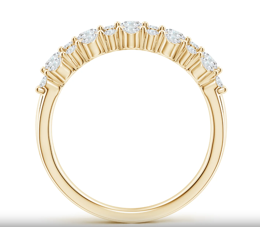 Lab-Grown Three Row Alternating Diamond Anniversary Ring | WOKE