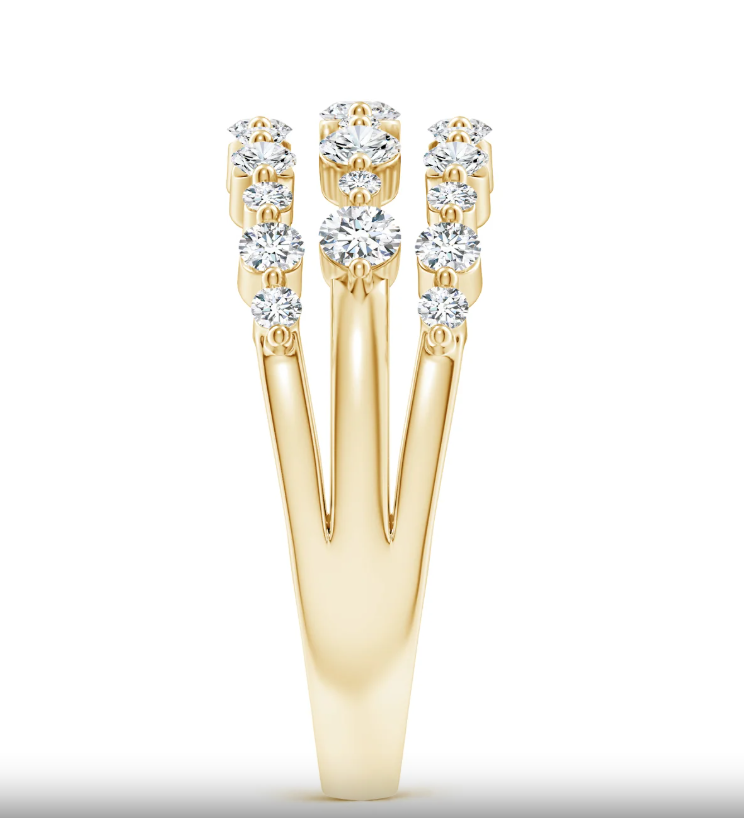 Lab-Grown Three Row Alternating Diamond Anniversary Ring | WOKE