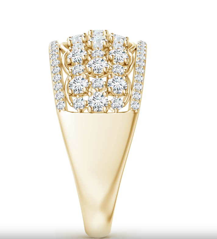 Lab-Grown-Edwardian Style Diamond Lace Pattern Broad Anniversary Ring By WOKE