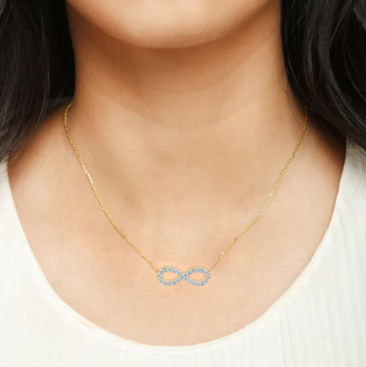 .30 Carat round cut Lab grown Diamonds infinity  in 925 silver necklace| WOKE
