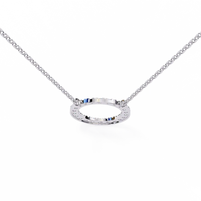 Halo round pendant in .30 Carat round cut Lab grown Diamonds in 925 silver| by WOKE