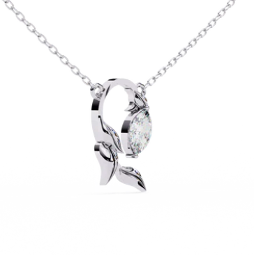 Fish charm pendant in .30 Carat marquise cut Lab grown Diamonds in 925 silver| by WOKE