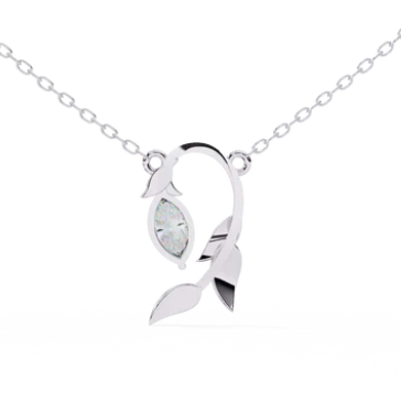 Fish charm pendant in .30 Carat marquise cut Lab grown Diamonds in 925 silver| by WOKE