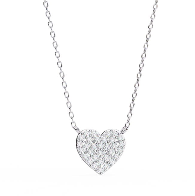 Heart pendant in .30 Carat round cut Lab grown Diamonds in 925 silver| by WOKE