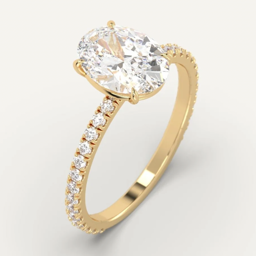 2 carat oval halo moissanite ring | Moissanite ring in 18K gold | GRA certified moissanites