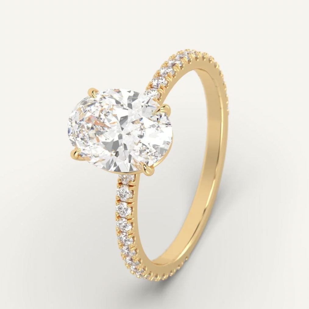 2 carat oval halo moissanite ring | Moissanite ring in 18K gold | GRA certified moissanites