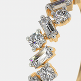 WOKE ™ 0.85 CARAT VVS-EF Baugette and round cut Lab Grown Diamond ring in 9K/14K/925 Silver