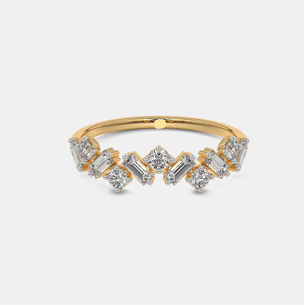 WOKE ™ 0.85 CARAT VVS-EF Baugette and round cut Lab Grown Diamond ring in 9K/14K/925 Silver