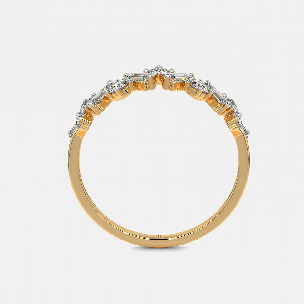 WOKE ™ 0.85 CARAT VVS-EF Baugette and round cut Lab Grown Diamond ring in 9K/14K/18k Gold