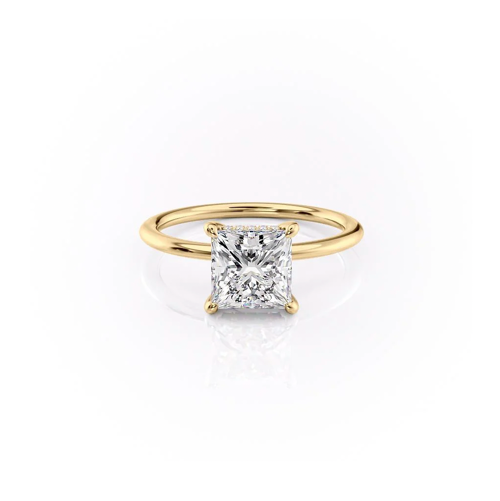 2.5 carat princess cut moissanite ring | Moissanite ring in gold and 925 sterling silver| GRA certified moissanites
